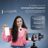 DIGITEK® (DWM 116) 2-in-1 Wireless Microphone, 2.4GHz, Magnetic Collar Clip, 360° Sound Capture, 40m Range, 6Hr Battery, Type C-to-C & C to LTC, DSLR, iOS & Android Compatible, for Interviews & Vlogging