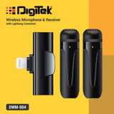 DIGITEK® (DWM 004) Wireless Microphone with Receiver Set, 2 Mics + 1 Receiver, Lightning Connector, 4 Hours Working Time, 10m Wireless Range, for Audio Recording, Live Streaming, Video Recording