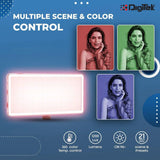 DIGITEK® (LED D135 ML) 12W Metal Body RGB LED Light with OLED Display, Adjustable Brightness & 360° Color Control, USB-C Charging, 21 Preset Effects, Multi-Scene Lighting for Photo & Video Shoots