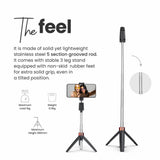 DIGITEK® (DTR-210SS) 68cm Portable Selfie Stick with Wireless Remote, 3 Legs Tripod Base, Rubberized Feet, 1 Kg Max Weight Load, 360° Rotation, Compatible with All Smartphones Photography, Videography