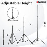 DIGITEK® (DLS-014 FTK) Lightweight & Portable 426 cm Aluminum Alloy Light Stand for Photography & Video Shooting | Ring Light | Reflector | Flash Units | Light Lamps | Diffuser | Portrait | Softbox | Studio Lighting | 2 Set of Stands |Carry Bag Included