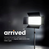 Digitek D800 BI Bi-Color Video Light Panel Ultra Slim New Designed LED Light Panel, Sleek and Easy to Carry Ideal for Wedding Shoot & Outdoor Shoot & More
