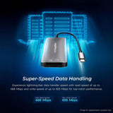 Digitek DCR 103 CFA 3 in 1 CF Express Type A/SD & TF Type C USB 3.2 Card Reader, Support SD/SDHC/SDXC/UHS-I/RS-MMC, Support Mac OS iPad OS Window Android Linux & Harmony, Bidirectional Data Transfer