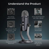 Digitek DM-601 Metal Desktop USB Microphone with Shock Mount & Adjustable Stand