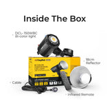 Digitek Lite (DCL 150WBC) Combo Bi Color Continuous LED Light with 18 CM Reflector Suitable for All Kinds of Small Production Photography/Power Saving & Environment Protection