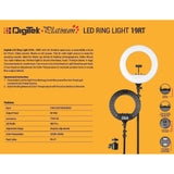 Digitek Platinum DPRL-19RT Professional LED Ring Light Runs on AC Power with No Shadow apertures, Ideal use for Makeup, Video Shoot, Fashion Photography & Many More