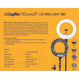 Digitek Platinum (DPRL 19H) Professional LED Ring Light Runs on AC/DC Power with No Shadow apertures, Ideal use for Makeup, Video Shoot, Fashion Photography & Many More