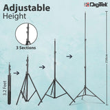 Digitek (DBSK-009FT) Studio Background Stand Kit for Backdrop Photography and Videography, Portable and Foldable Stand Kit with Bag