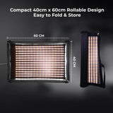 Digitek®(DFFL 4060) 150W Bi-Color Flexible Fabric LED Light with Remote Control, 2700K-6500K±200K, 13500 Lux, RA 95+, 384 LEDs, 120° Beam Angle, Dimmable Video Light with Metal Frame, Diffuser and Honeycomb Grid for Photo & Videography