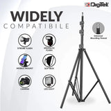 Digitek (DLS 9FT) Lightweight & Portable Aluminum Alloy Light Stand for Ring Light, Reflector, Flash Units, Diffuser, Portrait, Softbox, Studio Lighting & More Ideal for Outdoor & Indoor Shoots