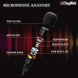 Digitek (DM 01) Lavalier Condenser Microphone with Battery & 20ft Audio Cable for Smartphones | DSLR Cameras | PC with Omnidirectional Condenser for Content Creation | Vlogging | Recording | YouTube and More