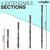 Digitek (DMP 60N) Professional Monopod with 4 Extendable Sections & Dual Mount Thread Adapter (1/4inch and 3/8inch), Load Upto: 5 kgs, Max. Operating Height: 157 cm