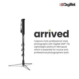 Digitek (DMP 75L) Lightweight Aluminum Telescopic Camera Monopod with Tripod Base for DSLR Video Cameras Maximum Operating Height: 1700MM. Maximum Load Upto: 8 kgs