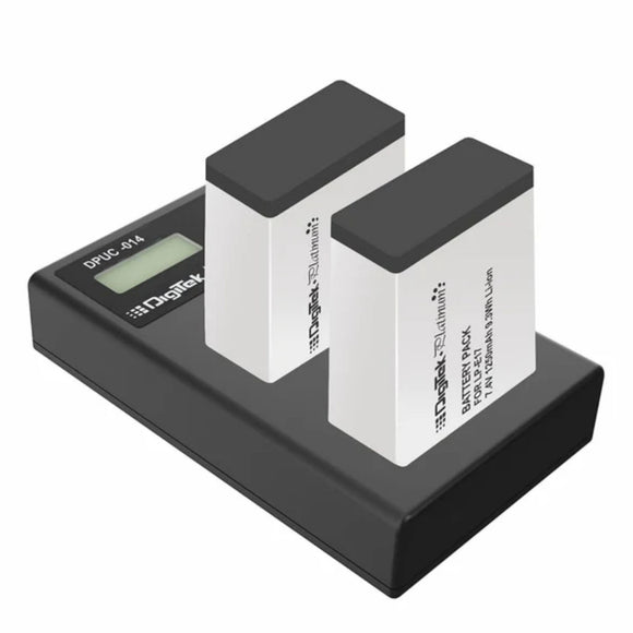 Digitek (DPUC-014 D E17) Platinum Dual Port Li-ion LCD Battery Charger with 2 Nos of 1250mAh Capacity LP E17 Li-ion Battery Combo Pack