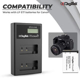 Digitek (DPUC-014 D E17) Platinum Dual Port Li-ion LCD Battery Charger with 2 Nos of 1250mAh Capacity LP E17 Li-ion Battery Combo Pack
