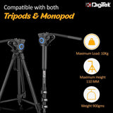 Digitek (DPVH 110) Professional Video Head | Fluid Head with 2 Way Adjustable Pan Head | Supports Multiple Tripods & Monopods (Load Capacity-10 Kgs)
