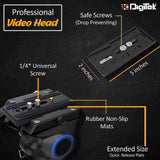 Digitek (DPVH 110) Professional Video Head | Fluid Head with 2 Way Adjustable Pan Head | Supports Multiple Tripods & Monopods (Load Capacity-10 Kgs)