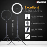 Digitek (DRL 15C RGB) LED RGB Ring Light with Stand for YouTube, Photo-Shoot, Video Shoot, Live Stream, Makeup & More, Compatible with iPhone/Android Phones & Camera