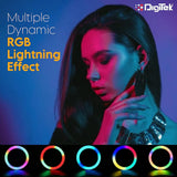Digitek (DRL 15C RGB) LED RGB Ring Light with Stand for YouTube, Photo-Shoot, Video Shoot, Live Stream, Makeup & More, Compatible with iPhone/Android Phones & Camera