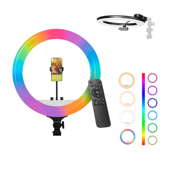 Digitek (DRL 18 RGB) RGB LED Ring Light 46cm for YouTube | Photo-Shoot | Video Shoot | Live Stream | Makeup & Vlogging | Compatible with iPhone/Android Phones & Camera