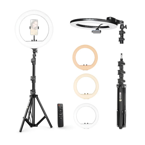 Digitek (DRL 18RT C6) Professional 46cm LED Ring Light with Remote & 158cm Light Stand, Runs on AC Power with No Shadow apertures, Ideal use for Makeup, Video Shoot, Fashion Photography & Many More