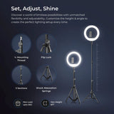 Digitek (DRL 18RT C6) Professional 46cm LED Ring Light with Remote & 158cm Light Stand, Runs on AC Power with No Shadow apertures, Ideal use for Makeup, Video Shoot, Fashion Photography & Many More