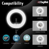 Digitek (DRL 018H) Professional 46 CM (18 inch) Big LED Ring Light with 2 Color Modes Dimmable Lighting, Photo-shoot, Video shoot, Live Stream, Makeup & more, Compatible with iPhone/ Android Phones & Cameras