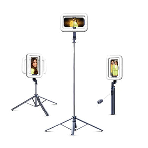 Digitek (DTR 630 SS) Extendable Tripod Selfie Stick with Fill Light, Quadpod Base, Wireless Remote, 5.25ft Max Height, 6-Section Telescopic Rod, 360° Rotation, 1Kg Load, Compatible with Android & iPhone