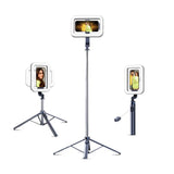 Digitek (DTR 630 SS) Extendable Tripod Selfie Stick with Fill Light, Quadpod Base, Wireless Remote, 5.25ft Max Height, 6-Section Telescopic Rod, 360° Rotation, 1Kg Load, Compatible with Android & iPhone