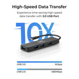 Digitek (DUH 004 PRO) Aluminum USB C Hub with 4 USB Ports, High Speed, Compatible with MacBook, Windows, C-Type Smartphones and Other Type-C Devices