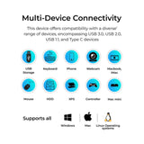 Digitek (DUH 005)USB Hub 5 in 1, 3 USB Port 2.0 & 2 TF & SD Slots Data Transfer Upto 480Mbps Compatible for MacBook, DELL, Computers & Other laptops, Black