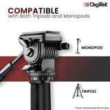 Digitek (DVH 001PRO) Video Fluid Head | Lightweight with Flat Base | Supports Multiple Tripods & Monopods (Load Capacity-5 Kgs)