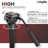 Digitek (DVH 001PRO) Video Fluid Head | Lightweight with Flat Base | Supports Multiple Tripods & Monopods (Load Capacity-5 Kgs)