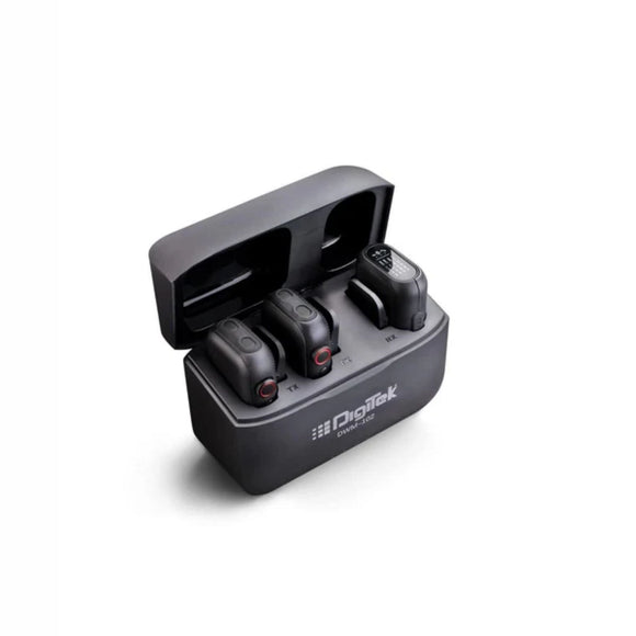 Digitek® (DWM 102) Wireless Microphone System with ANC Noise Reduction & 10-12 Hrs Working Time, Type C Power Adapter, 30m Range, Internal Recording, Versatile Modes, for Smartphone & DSLR Camera