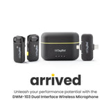 Digitek® (DWM-103) Wireless Microphone System with ANC Noise Reduction & 8Hrs Battery Life, 30m Range, High Fidelity, Dual Connector to Work with Android & iOS Devices for Seamless Audio Recordings