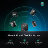 Digitek® (DWM 111) 4 Channel Wireless Microphone System, 360° Ultra Voice Capture & 2.4GHz, Plug & Play, 50m Range, Noise Reduction, Use with DSLR, Smartphone & Laptops, for Podcast, Vlog & Videoshoot