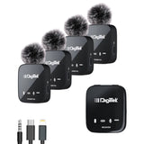 Digitek® (DWM 111) 4 Channel Wireless Microphone System, 360° Ultra Voice Capture & 2.4GHz, Plug & Play, 50m Range, Noise Reduction, Use with DSLR, Smartphone & Laptops, for Podcast, Vlog & Videoshoot