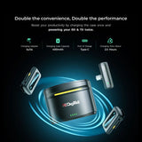 Digitek® (DWM 112) 2-in-1 Wireless Microphone System, 50M Range, Noise Reduction, 7Hrs Run Time, 2.4G, Type C to Lightning, for Android / iOS, Seamless Audio Recording, Vlogging, YouTube & More