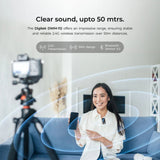 Digitek® (DWM 112) 2-in-1 Wireless Microphone System, 50M Range, Noise Reduction, 7Hrs Run Time, 2.4G, Type C to Lightning, for Android / iOS, Seamless Audio Recording, Vlogging, YouTube & More