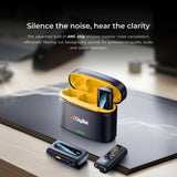 Digitek® (DWM 112) 2-in-1 Wireless Microphone System, 50M Range, Noise Reduction, 7Hrs Run Time, 2.4G, Type C to Lightning, for Android / iOS, Seamless Audio Recording, Vlogging, YouTube & More