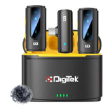 Digitek® (DWM 112) 2-in-1 Wireless Microphone System, 50M Range, Noise Reduction, 7Hrs Run Time, 2.4G, Type C to Lightning, for Android / iOS, Seamless Audio Recording, Vlogging, YouTube & More