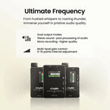 Digitek® (DWM 104) Wireless Microphone System, 2 Transmitters 1 Receiver with TFT Display, 150M Range, 10Hrs RX/TX Runtime, Noise Cancellation, Low Cut Function, Mono/Stereo Output, 3.5mm Interface