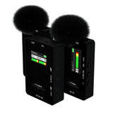Digitek® (DWM 104) Wireless Microphone System, 2 Transmitters 1 Receiver with TFT Display, 150M Range, 10Hrs RX/TX Runtime, Noise Cancellation, Low Cut Function, Mono/Stereo Output, 3.5mm Interface