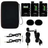 Digitek® (DWM 104) Wireless Microphone System, 2 Transmitters 1 Receiver with TFT Display, 150M Range, 10Hrs RX/TX Runtime, Noise Cancellation, Low Cut Function, Mono/Stereo Output, 3.5mm Interface