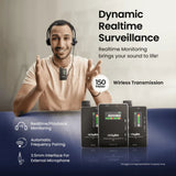 Digitek® (DWM 104) Wireless Microphone System, 2 Transmitters 1 Receiver with TFT Display, 150M Range, 10Hrs RX/TX Runtime, Noise Cancellation, Low Cut Function, Mono/Stereo Output, 3.5mm Interface