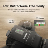 Digitek® (DWM 104) Wireless Microphone System, 2 Transmitters 1 Receiver with TFT Display, 150M Range, 10Hrs RX/TX Runtime, Noise Cancellation, Low Cut Function, Mono/Stereo Output, 3.5mm Interface