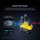 Digitek® (DWM 105) 2 in 1 Wireless Microphone System with ANC Mode, 50m Wireless Range, 6-Hour Working Time, Plug & Play Auto Pairing, Compatible with Android & iOS for Broadcasting & Audio Recording