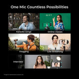 Digitek® (DWM 105) 2 in 1 Wireless Microphone System with ANC Mode, 50m Wireless Range, 6-Hour Working Time, Plug & Play Auto Pairing, Compatible with Android & iOS for Broadcasting & Audio Recording