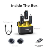 Digitek® (DWM 105) 2 in 1 Wireless Microphone System with ANC Mode, 50m Wireless Range, 6-Hour Working Time, Plug & Play Auto Pairing, Compatible with Android & iOS for Broadcasting & Audio Recording
