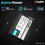 Digitek (EN-EL15) 1900mAh Secondary Rechargeable Battery Packs for Digital Camera EN-EL15, Compatibility - D7000, D7100, D7200, D850, D750, D810, D500, D600, D610, D7500, D800, D800E, & V1